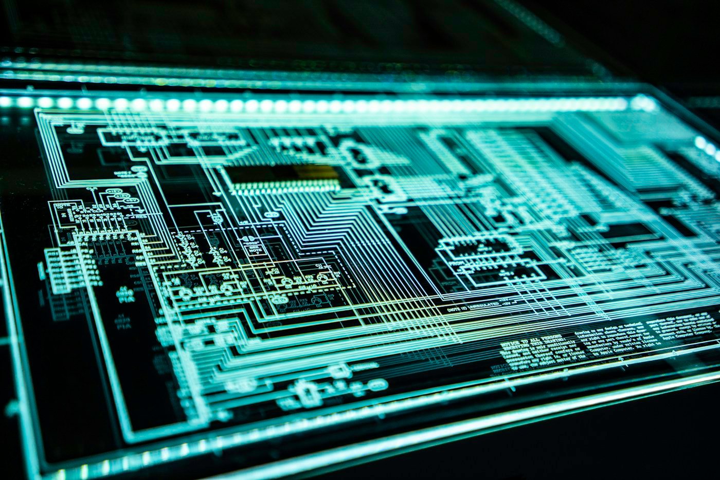 Illuminated electronic circuitry used as a technology context image