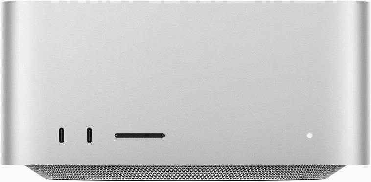 Apple Mac Studio desktop viewed from the front
