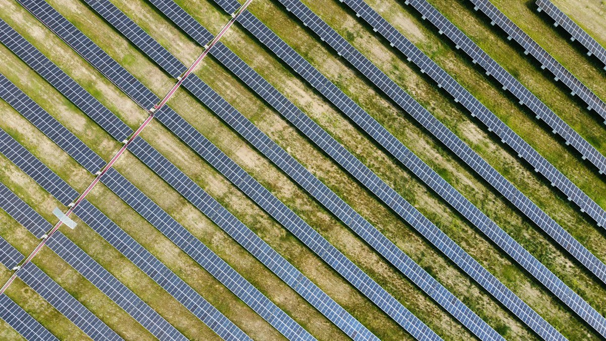 Large field of solar panels