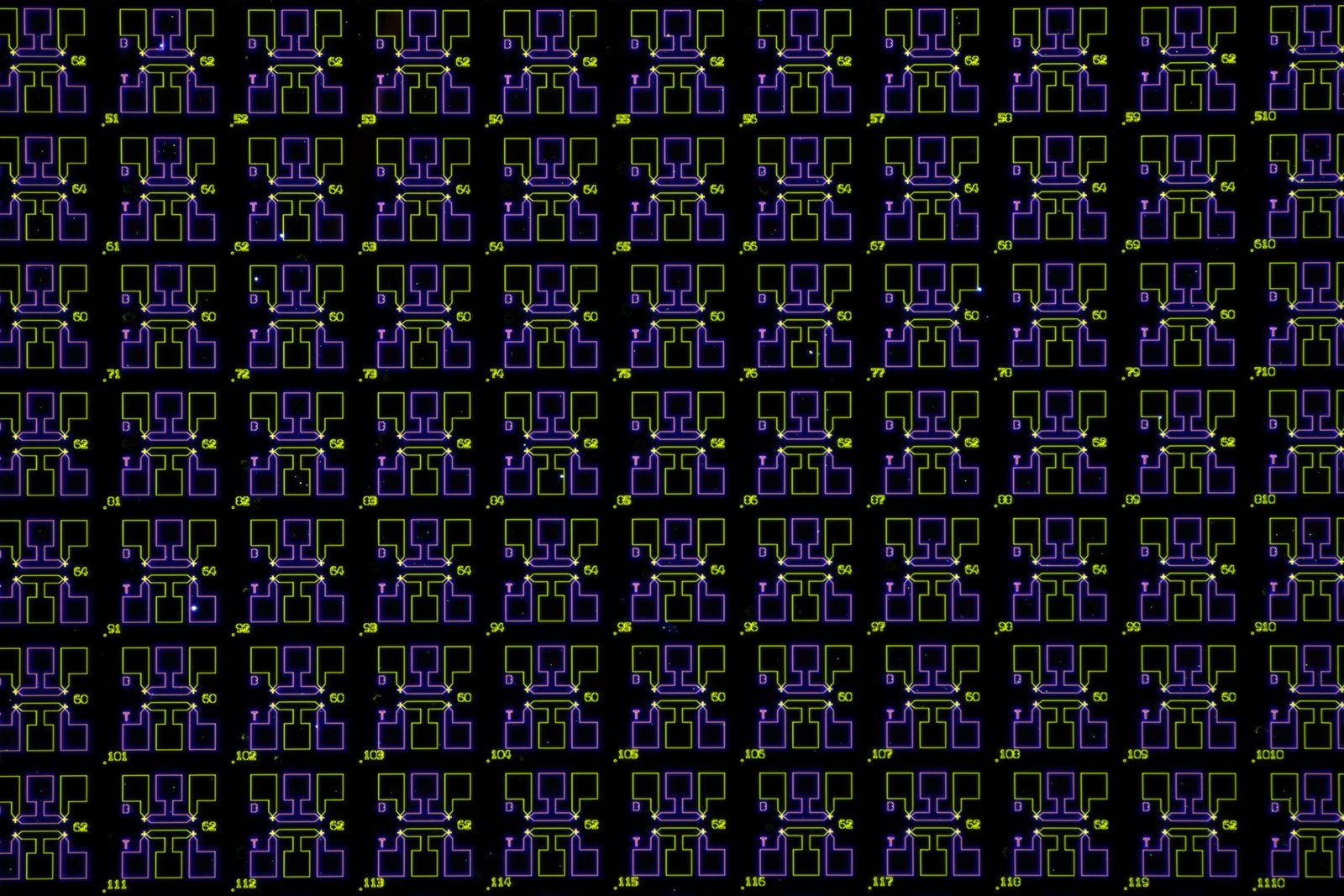 Microscope view of MIT's experimental nanomechanical computing devices