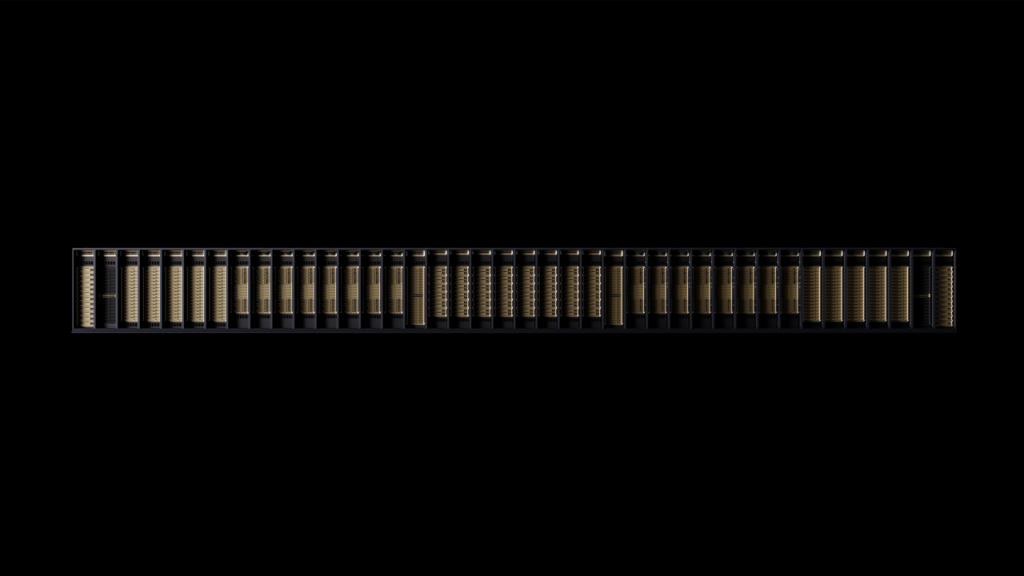 Nvidia illustration of a row of AI computing racks