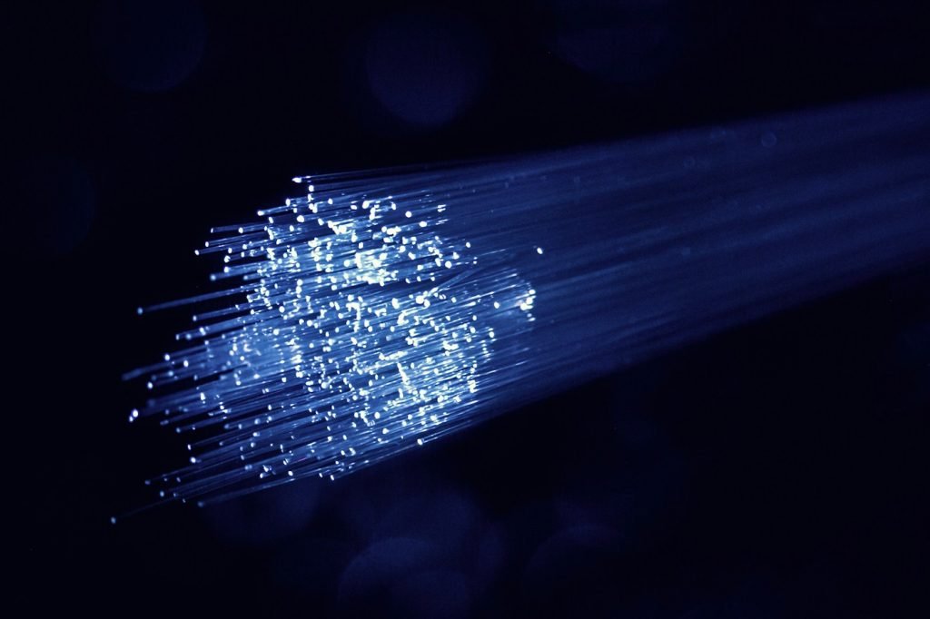 A bundle of optical fibres illustrating optical connectivity in AI data centres