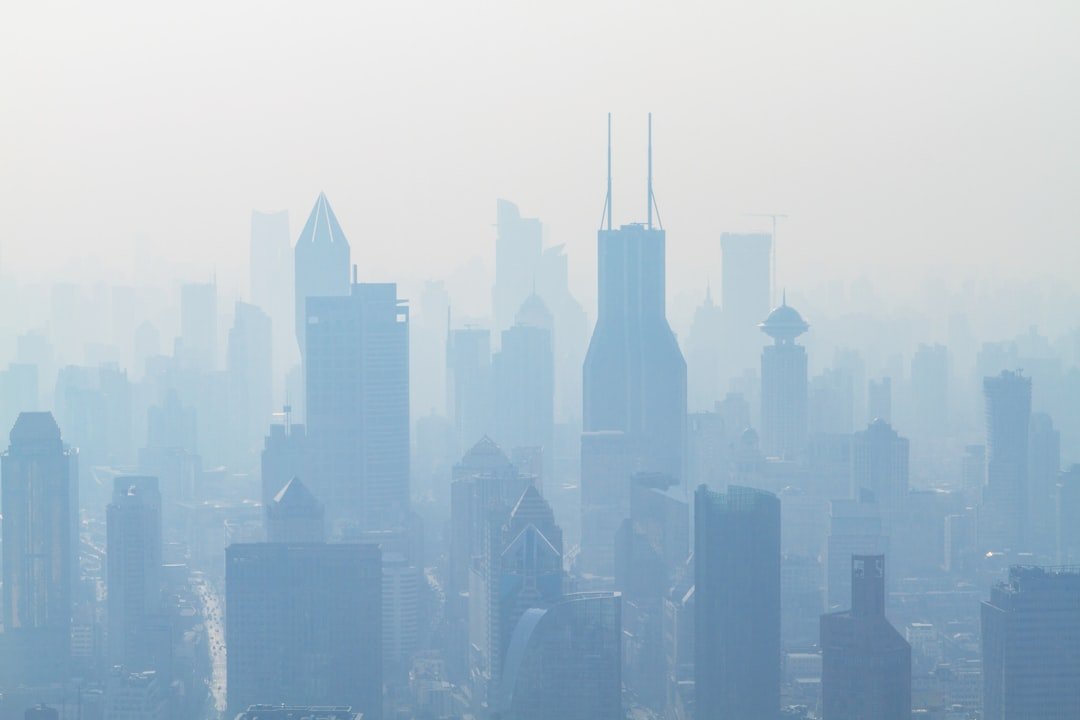 Shanghai skyline seen through atmospheric haze