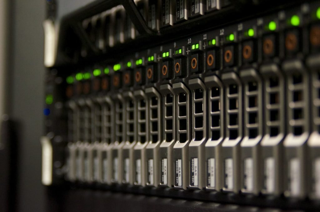 Rows of server equipment in a data centre