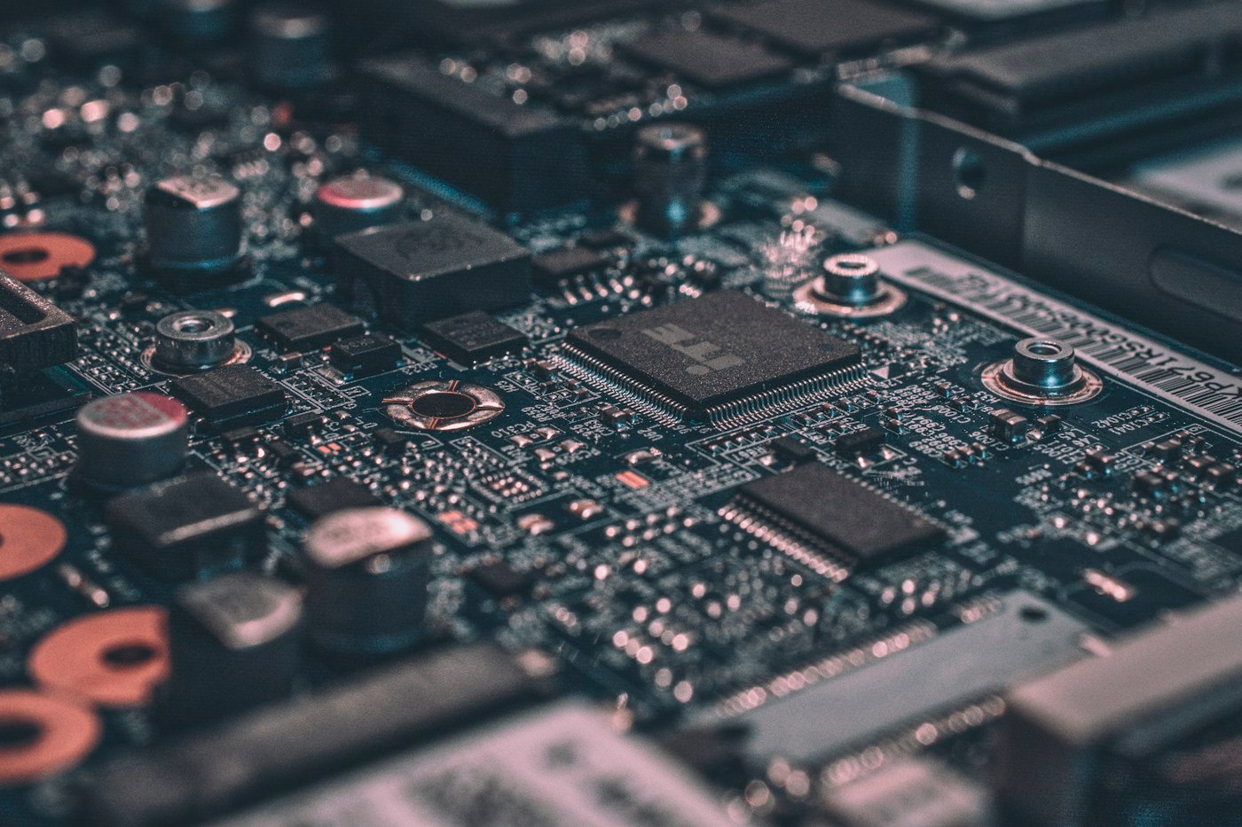 Close-up of conventional computer circuitry