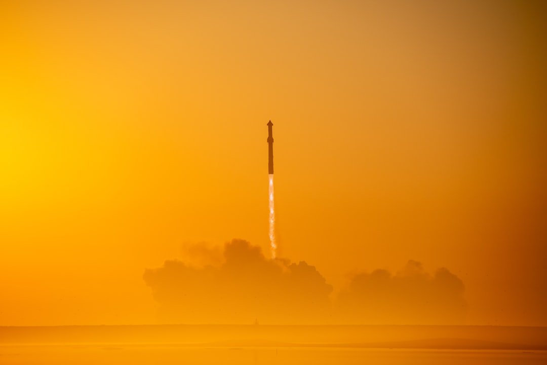 Rocket ascending above a cloud of exhaust