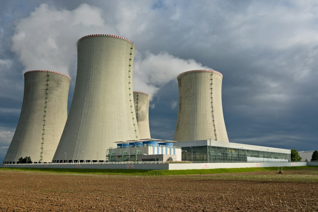Contextual nuclear cooling towers; not an Xe-100 reactor or Indiana project evidence.