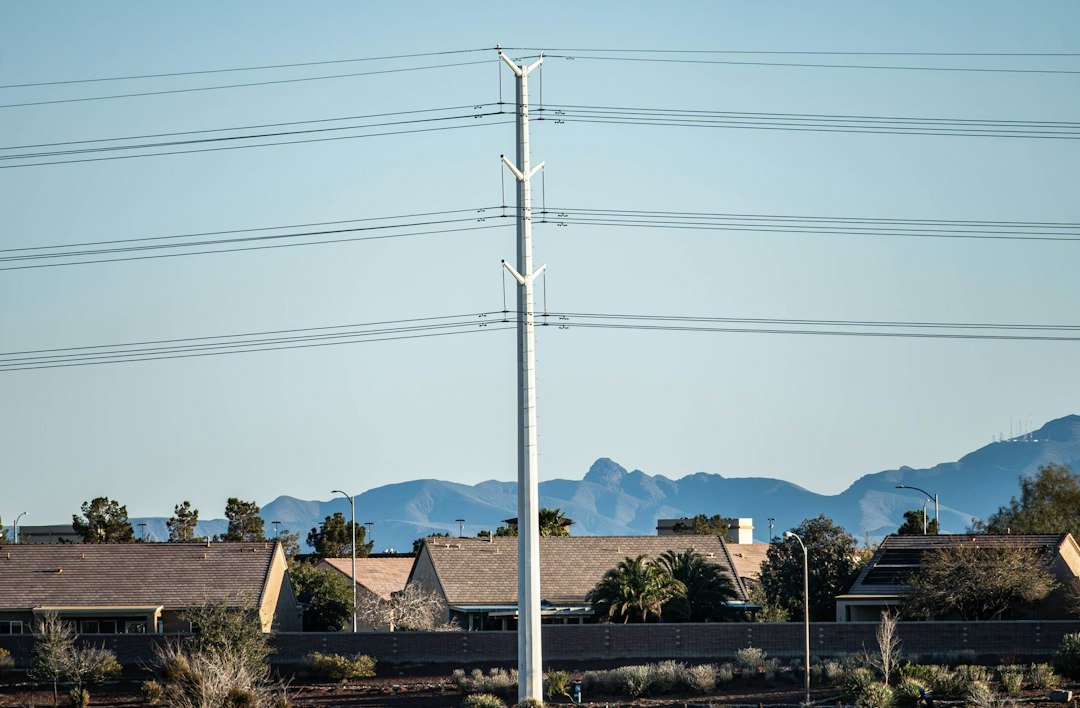 Power lines representing the regional electricity grid