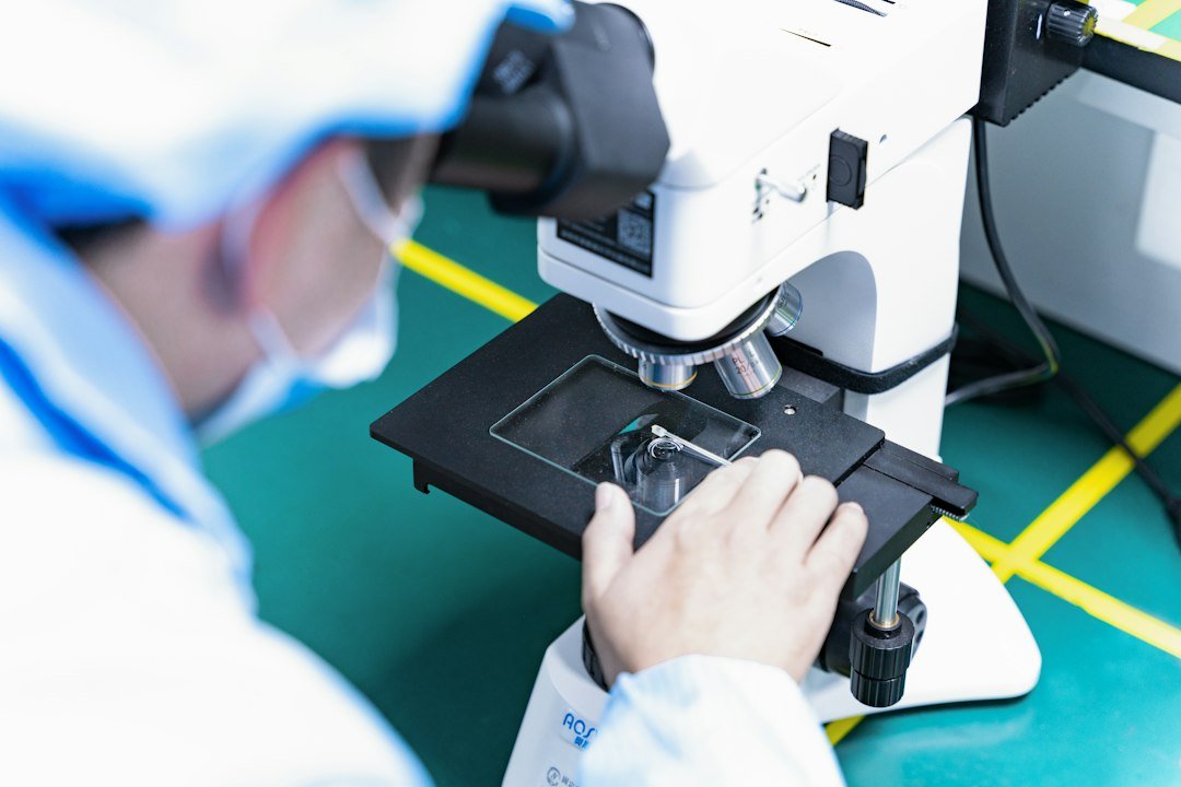 Engineers testing optical modules in a technology laboratory