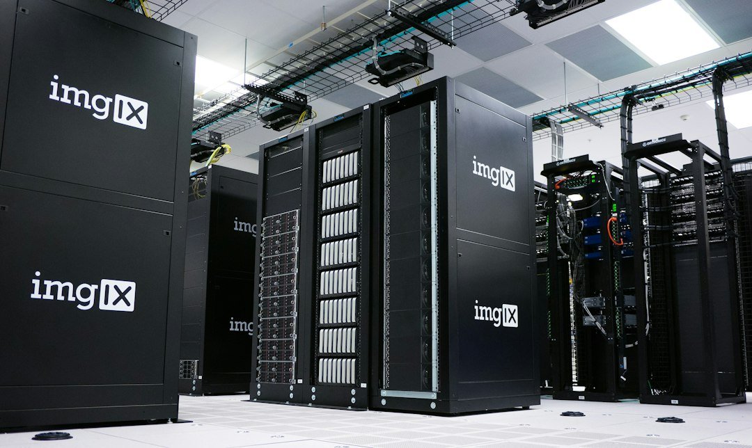Rows of servers in a data centre