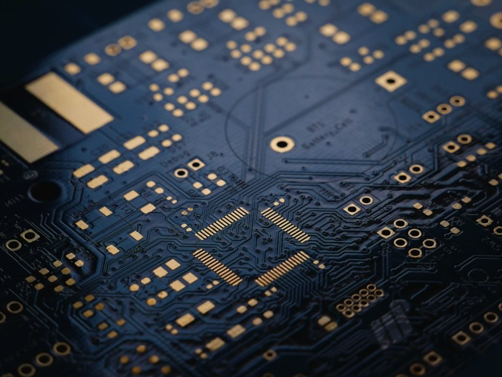 Gold contacts on an unpopulated printed circuit board