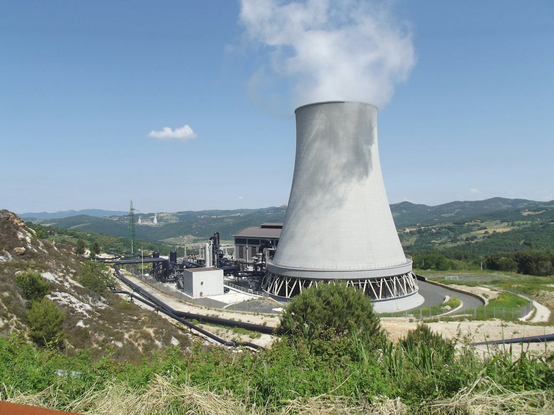 Geothermal power infrastructure at Larderello in Italy