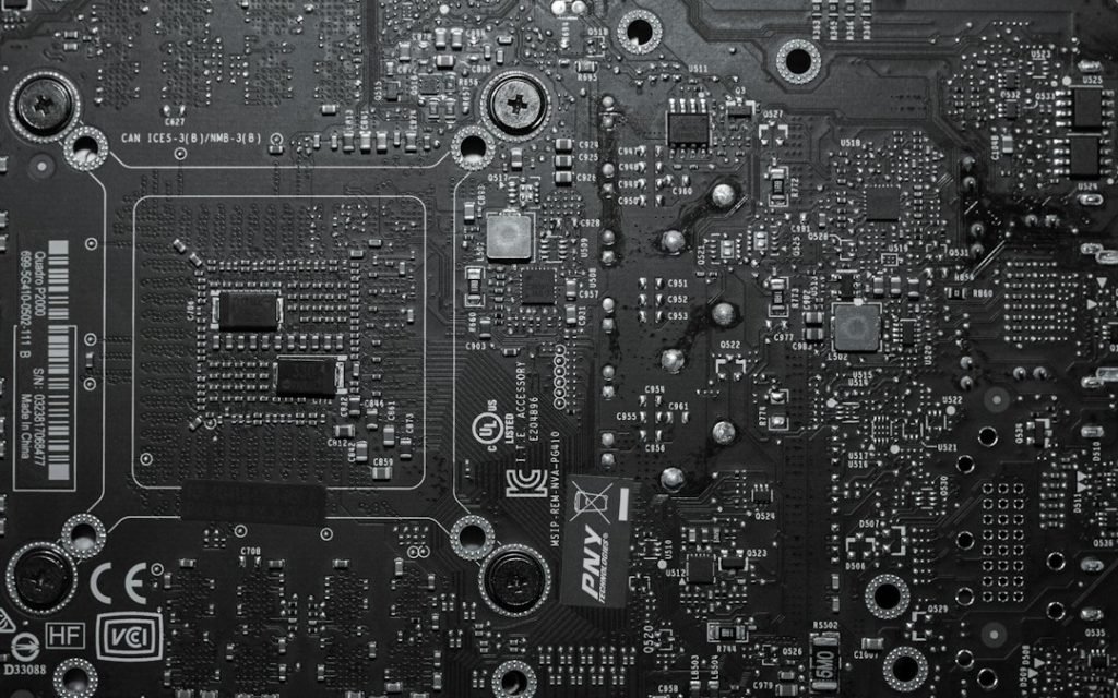 Close view of a graphics card circuit board representing AI accelerators