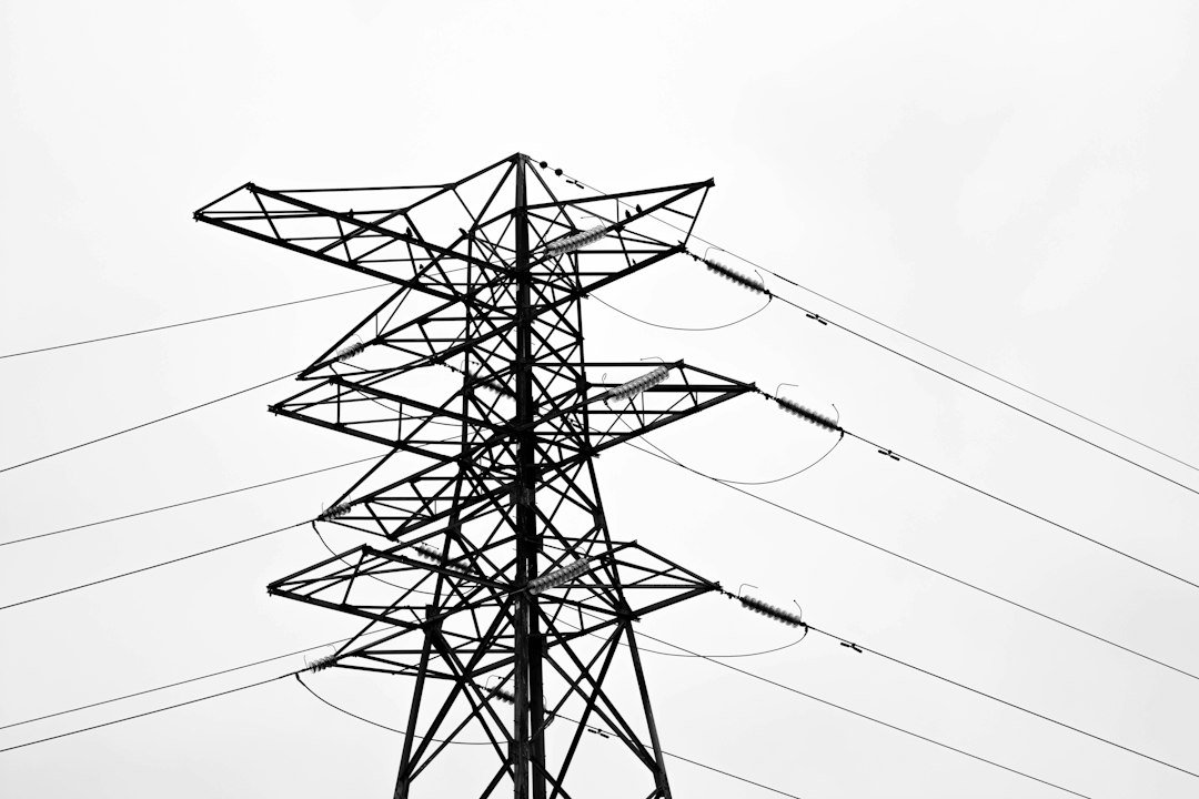 High-voltage utility pole and power lines