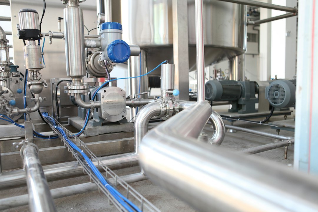Industrial pipework used as a conceptual image for flow batteries