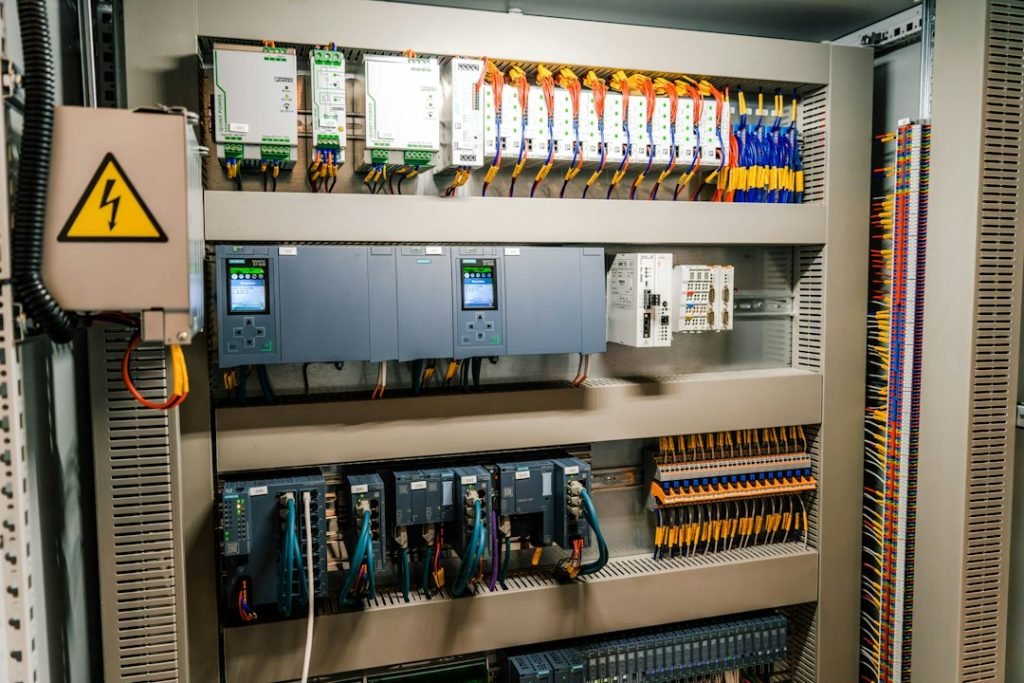 Industrial electrical control panel representing on-site data centre power