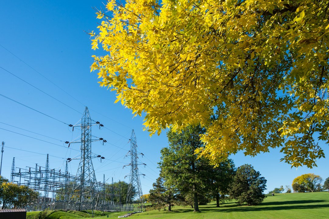 Electric transmission infrastructure representing grid connections for large data centres.