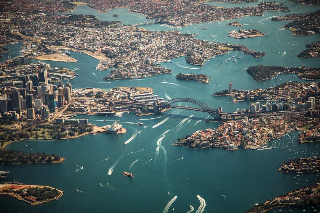Aerial view of Sydney; location context, not Lane Cove West.